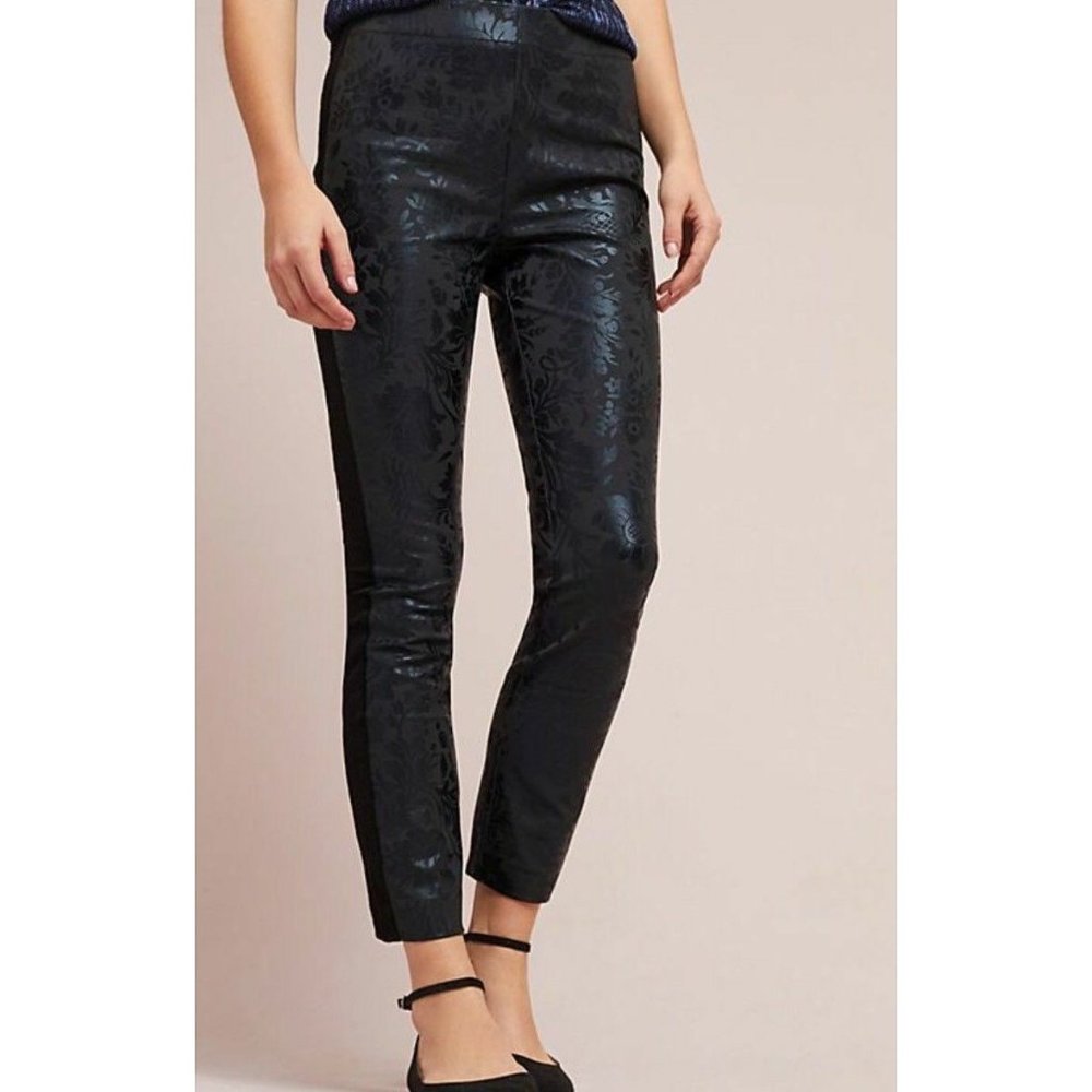 🛑SOLD 🛑 Anthropologie Womens 14 Black Floral Foil Print Th